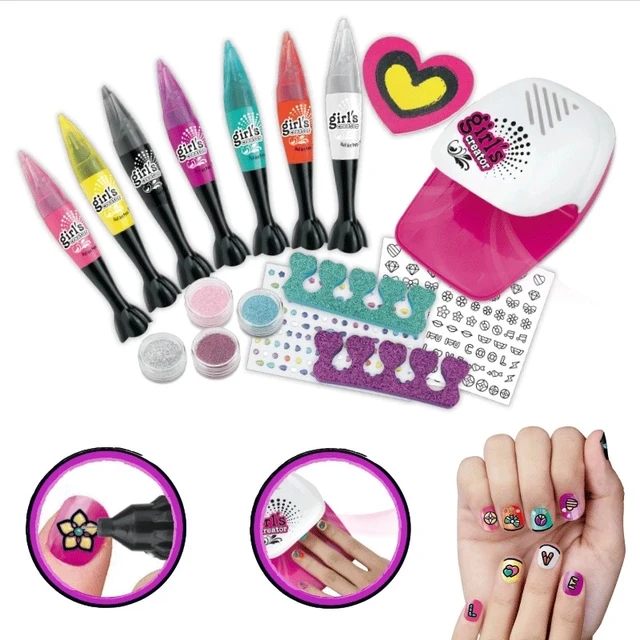 17Pcs/Set DIY Nail Printer Manicure Makeup Toys Kids Nail Art Kit