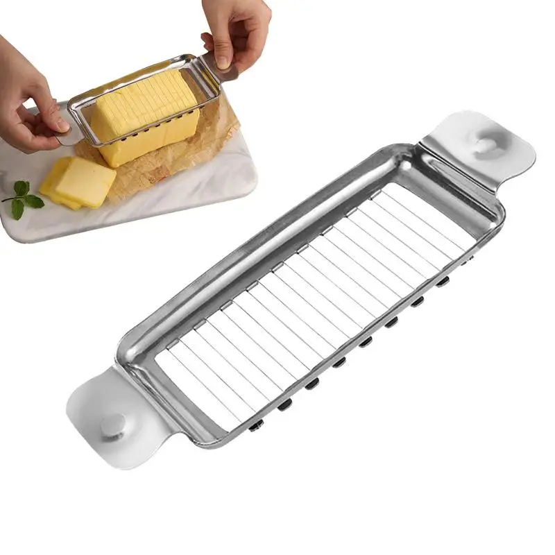 ulafbwur Affettatrice portatile per formaggio, 21,1 x 12,4 cm, in acciaio inossidabile, taglierina multiuso per formaggio burro frutta, nessuna installazione richiesta gadget da cucina per salsicce