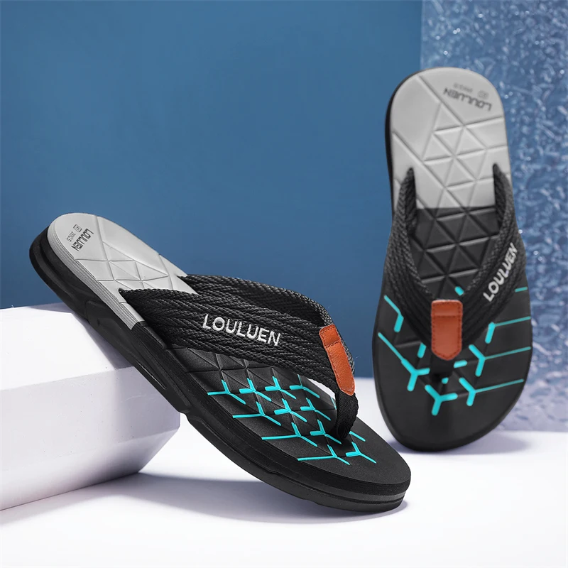 Men's flip flops summer new style men's fashionable color blocked open toed sandals, men's cool slippers summer fashion new styl