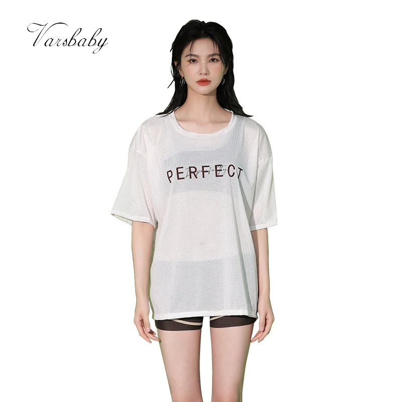 Varsbaby Swimwear Korean Style Swimsuit Women Swimming Shorts Sleeves Swim Trunks Beach Wear