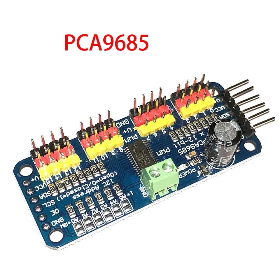 16-channel PWM Servo steering gear driver board robot controller IIC interface module PCA9685 |