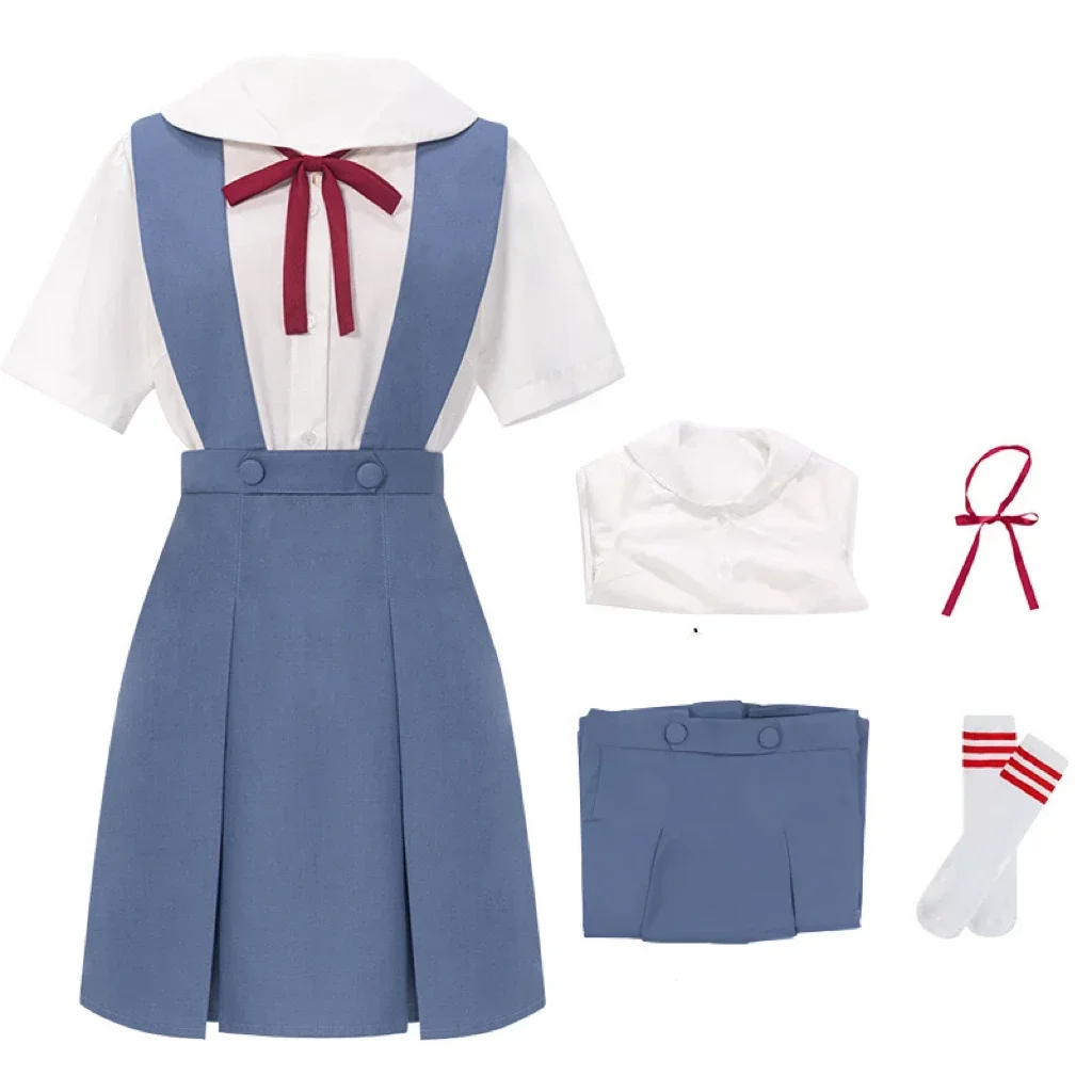 Rei Ayanami Costume Cosplay Asuka Langley Soryu Cosplay femmes école uniforme robes perruque pinces à cheveux Halloween Loli - immagine 2