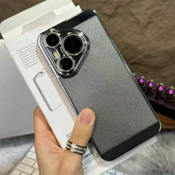 Luxury Electroplating Glossy Armor Case with Ultra Cooling Mesh Breathable Design for Pura 70Pro (Silver)