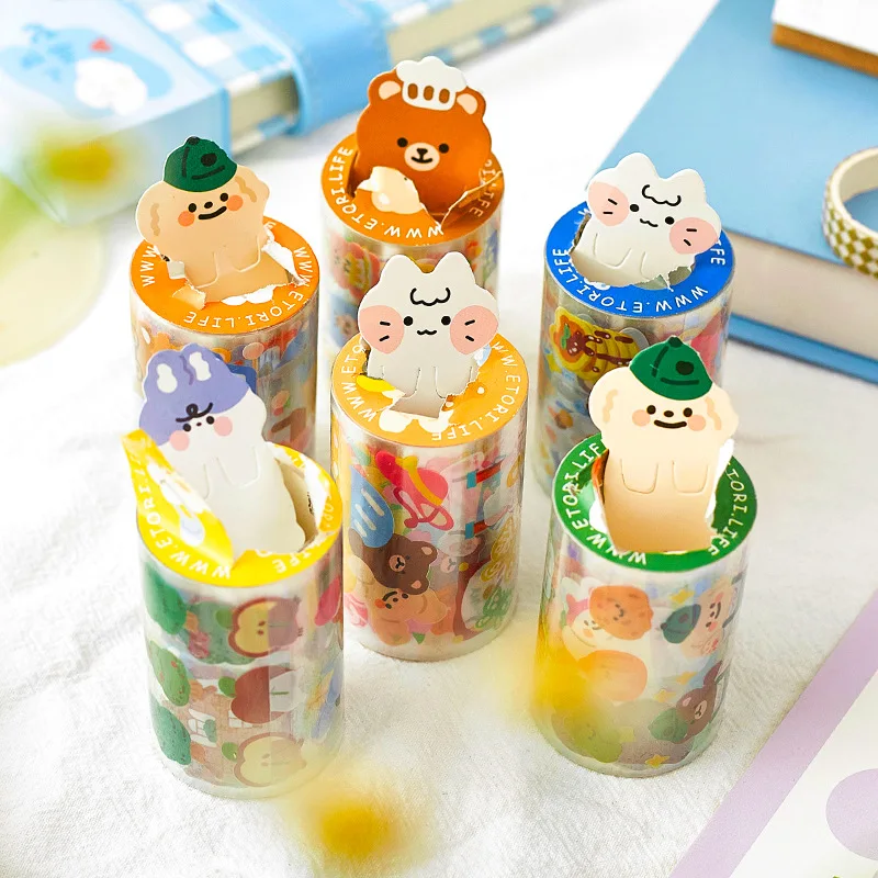 

24 pcs/lot 60mm*2M Bear Rabbit PET Tape Decoration Sticker Scrapbooking Diary Adhesive Masking Tape Stationery School Supplies