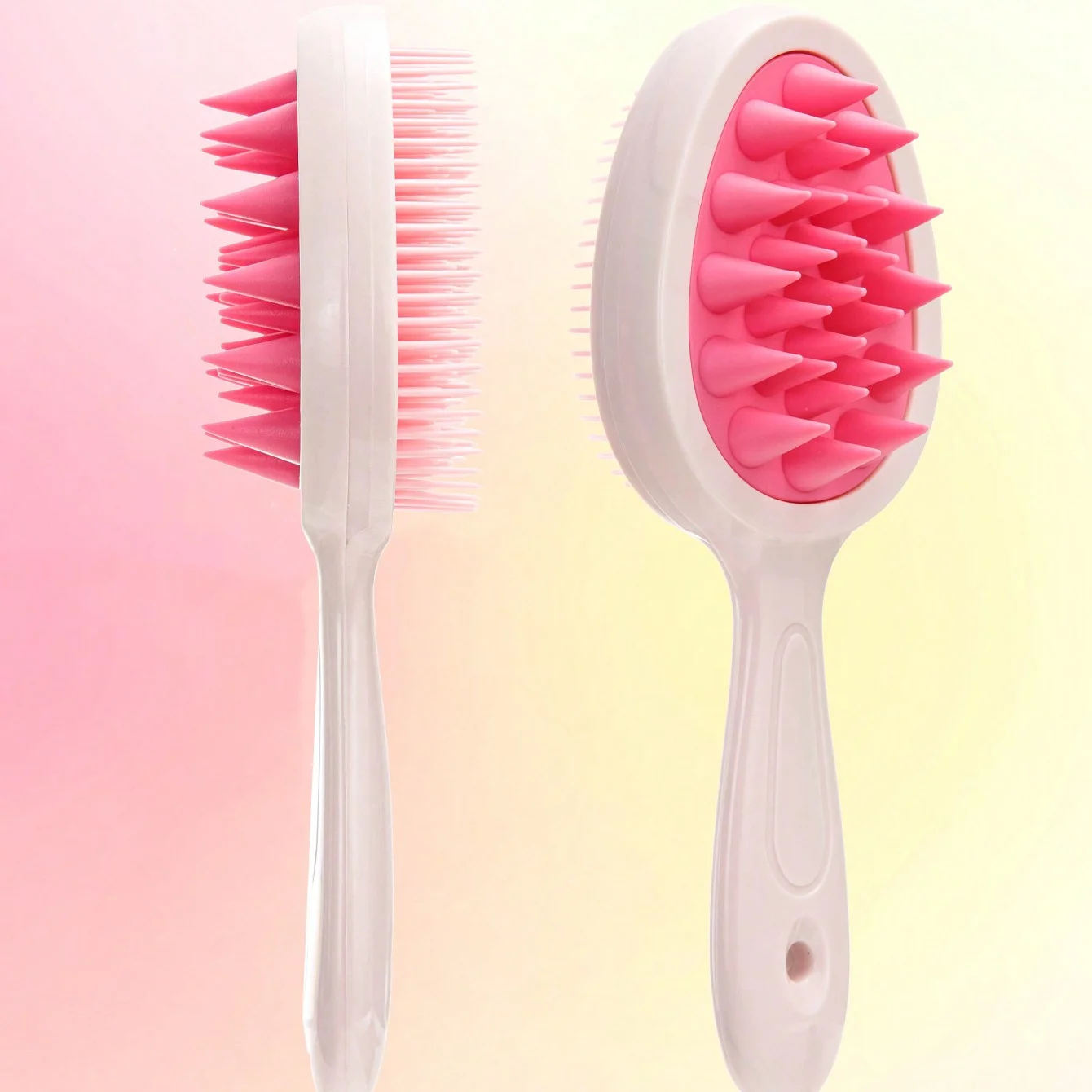 2-in-1 Detangling Hair Brush – Scalp Massage Dual-Purpose Finishing Comb with Long Handle for Wet & Dry Use, Double-Tooth Design