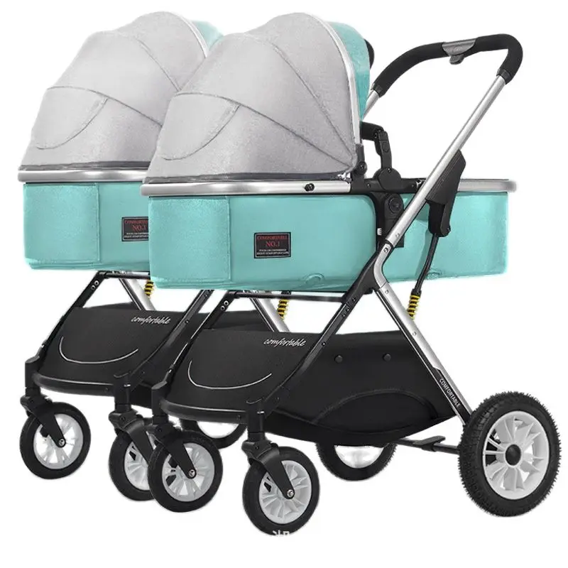 

Twin stroller baby can sit and reclining pram high landscape lightweight foldable baby cart can be detached