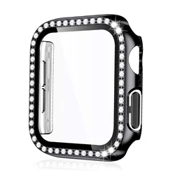 Luxury Diamond Protective Cover for Apple Watch - Full Coverage Case, Single Row Design (Black)