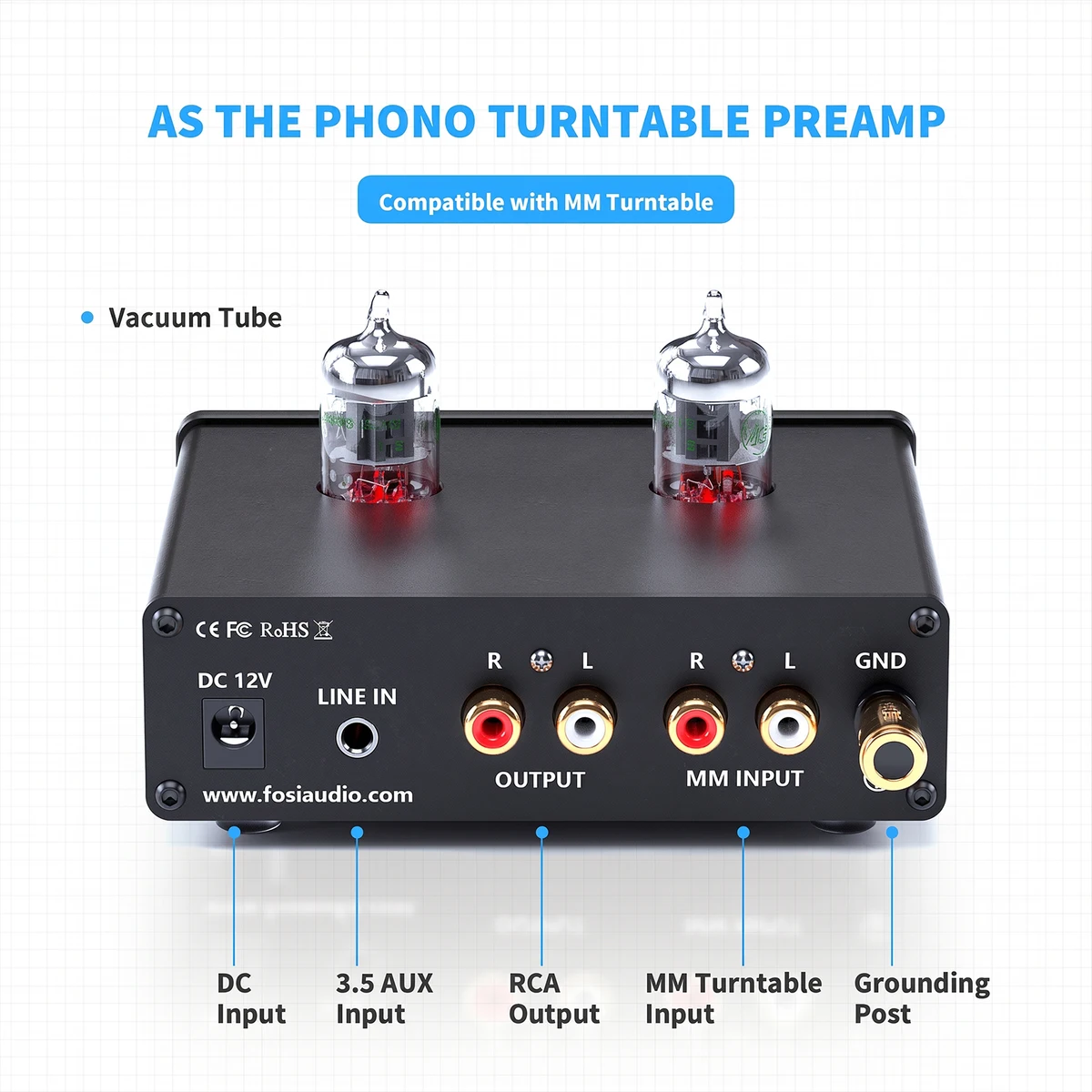 Fosi Audio Phono Preamp for Turntable Phonograph Preamplifier With Vacuum Tube Amplifier HiFi BOX X4 — view 4