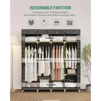 67 Inch Closet Wardrobe, Clothes Storage Organizer for Hanging Clothes with Cover, 4 Hanging rods, 9 Storage Shelves 2