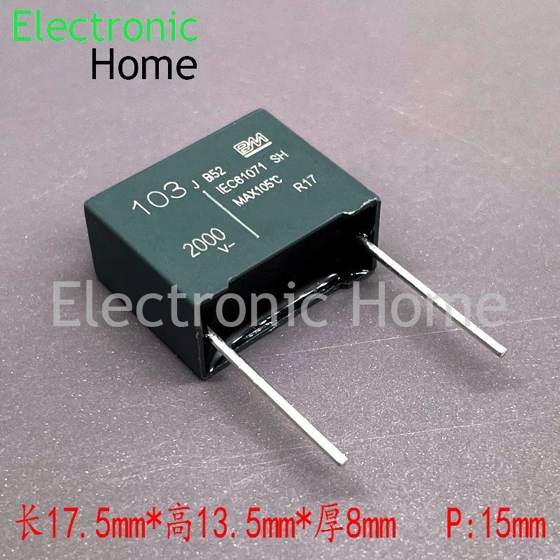 20PCS/LOT BM MKP 103 10nf 0.01uf 2000v 2kv Copper Pin Safety Specification Thin Film Capacitor Pin Distance 15mm 2000V103J