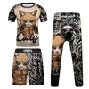 Kids Bjj Rashguard Jiu  T-shirt+Pant KickBoxing Sets Boy Gym Children Muay Thai Shorts MMA Clothing Compression Tights 3