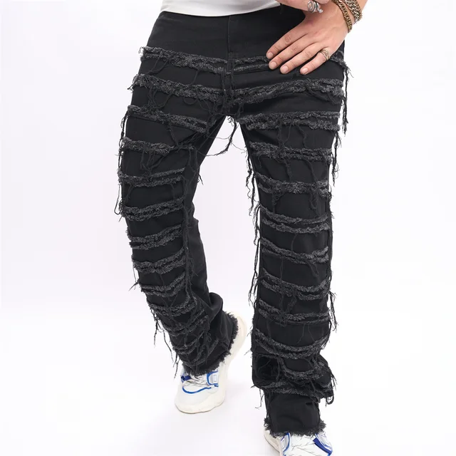 Ripped Skinny Slim Fit Stretch Jeans Mens Black Mens Slim Fit