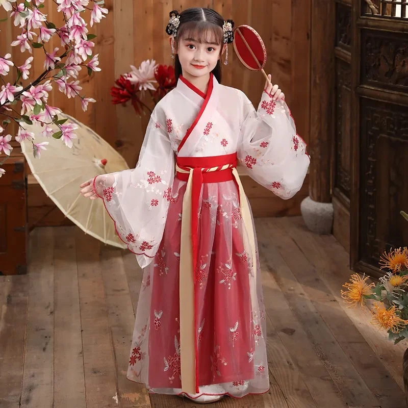 

Hanfu Girl Children Antique Performance Costume Kid Girl Super Fairy Skirt Tang Suit Dress Traditional Chinese Clothing for Girl