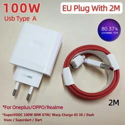 100W SuperVOOC Fast Charger Adapter, EU/US Power Adapter - 100w EU with 2M