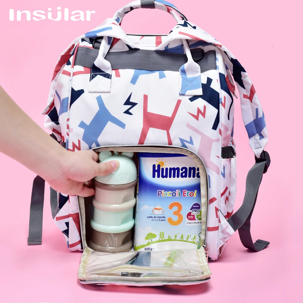 Insular 기저귀 가방, 배낭 정리함 가방, 돌봄용 대용량 유모차 여행 가방