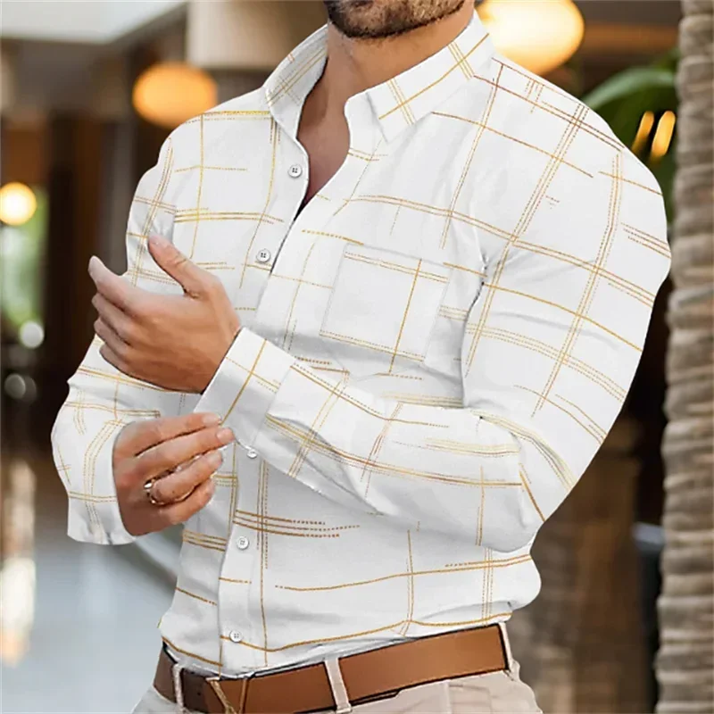 

Summer Men's Shirt Long Sleeve XS-6XL Fashionable Lapel Single Breasted Cardigan Real Pockets Hawaiian Casual Men's Shirt