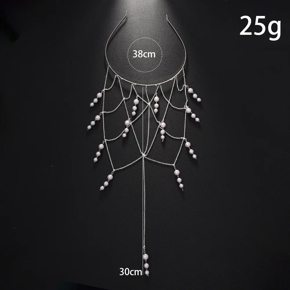 요정 진주 태슬 머리띠, 심플하고 우아한, 공주 생일 머리 장식, 유럽과 미국의 신부 헤어피스 DH032
