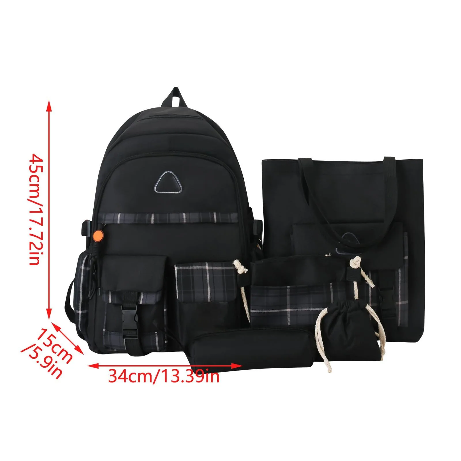 Five Piece Set Bag For Women Large Capacity Campus Backpack Shoulder Bag Small Crossbody Bag Pencil Case Storage Bag Set 3