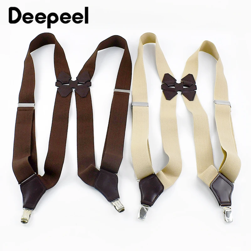 

1Pc Deepeel 3.5*120cm Men Suspenders Adult 2 Clips Elastic X-Type Strap Fashion Business Suspender Male Jockstrap Wide Braces