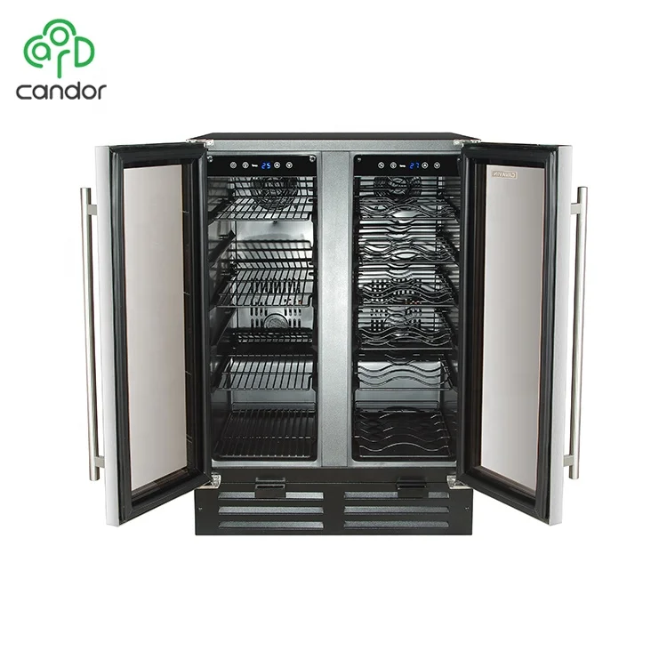36-Bottle Compressor Dual Zone Wine Beverage Cooler Electric Built-in Installation Outdoor Household Hotel Use