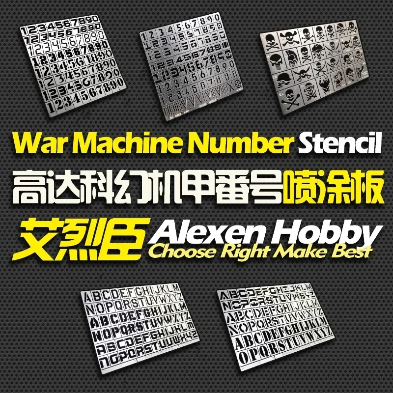 Alexen 모델 AJ0025/AJ0026/AJ0045/AJ0046/AJ0047 AFV 숫자 문자 스프레이 템플릿 스텐실 모델 페인팅 도구 취미 DIY