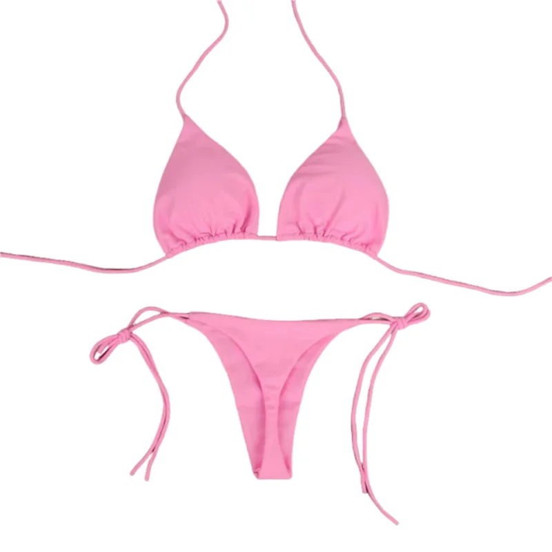 Women Solid Color Two Piece Bikini Set Swimsuit