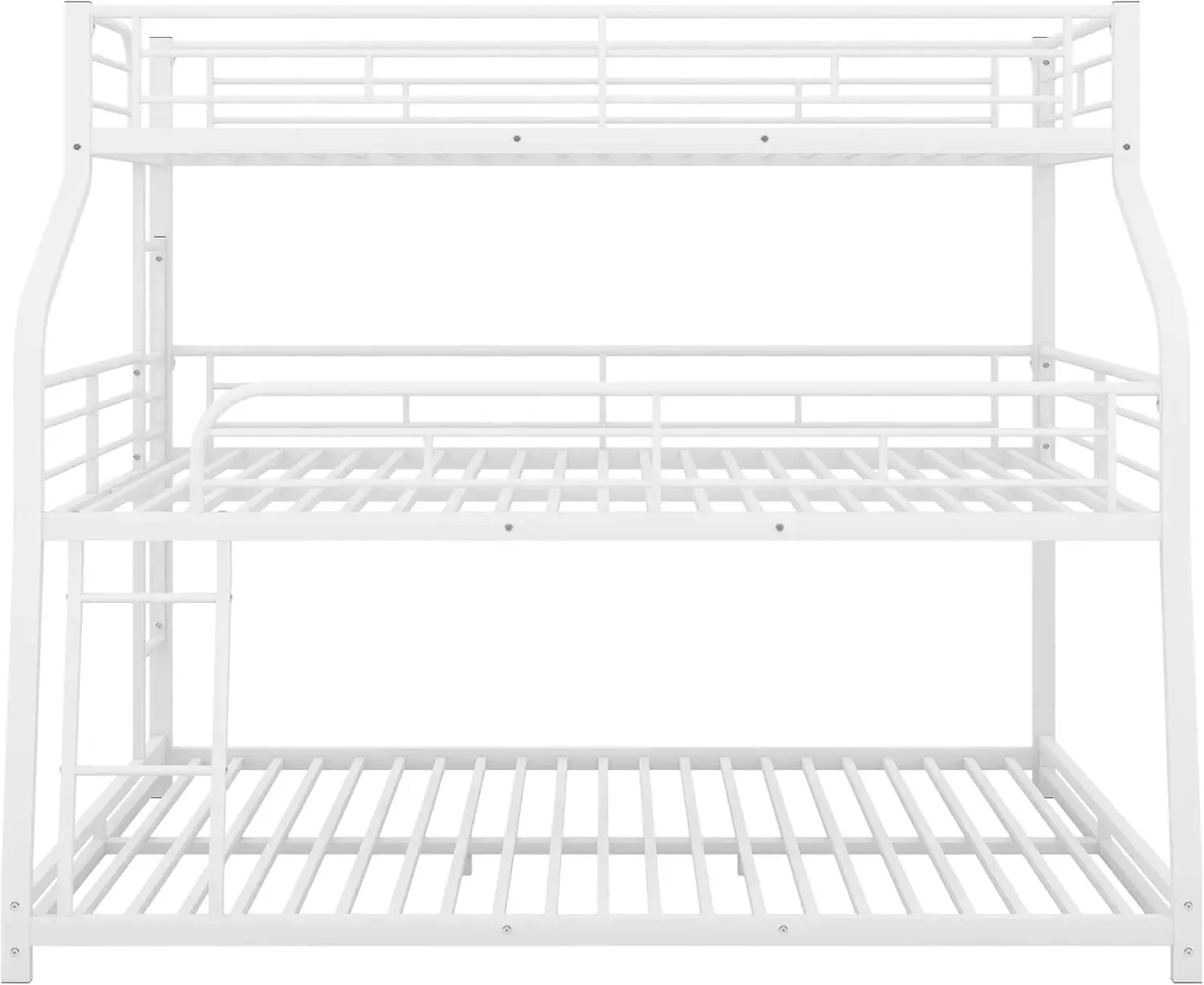 3 in 1 Triple Bed,Heavy Duty 3 Beds Bunk Bed with Guard Rails & 2 Ladders for Kids,Teens, Adults,White 3