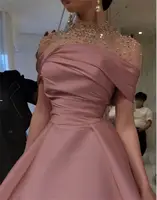 فستان سهرة من Lorrtta برقبة عالية من الساتان للنساء ، فستان خط ، فستان أوف وايت ، فستان أنيق للحفلات الراقصة ، الحفلات والزفاف ، الحفلات الفاخرة 1