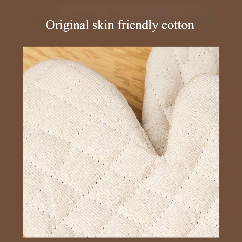 2pcs Oven Gloves Heat Resistant Kitchen Cooking BBQ Accessories Cotton Mitts Microwave Safe Barware Protection Anti Steam Scald