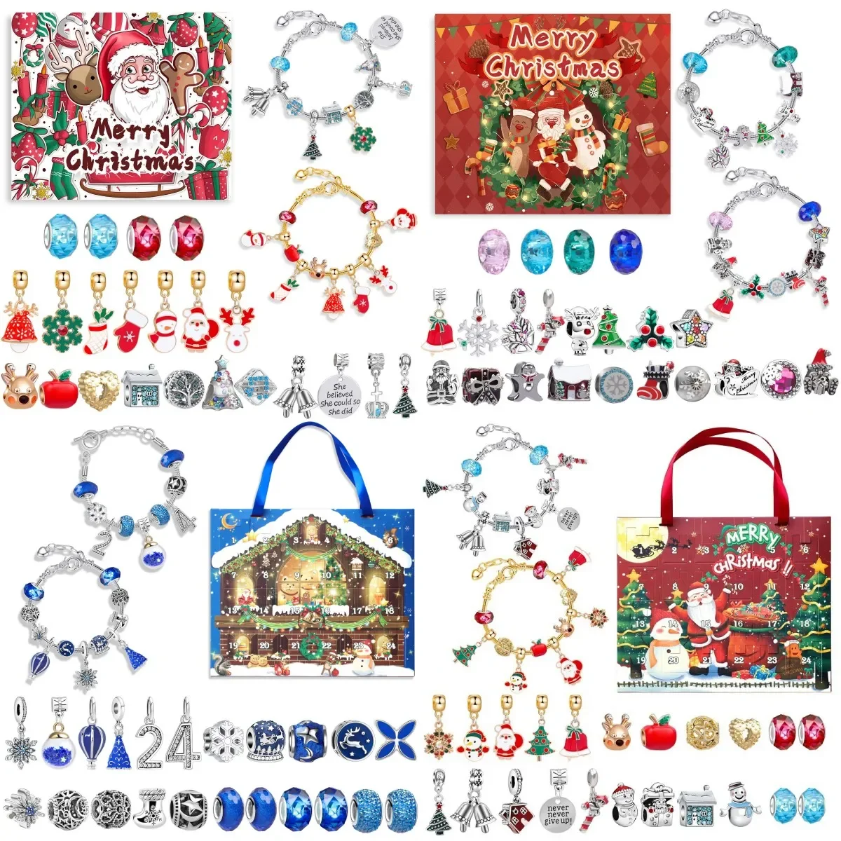 New24daysMerryChristmasBraceletKitforKidsDiyJewelry