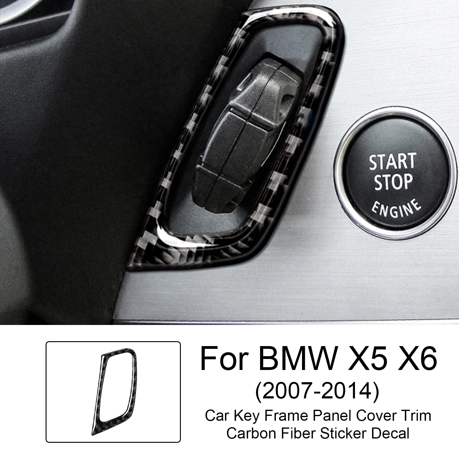 

Аксессуары для BMW X5 E70 X6 E71 2007-2014, рамка для автомобильного ключа, панель, отделка, наклейка из углеродного волокна, наклейка