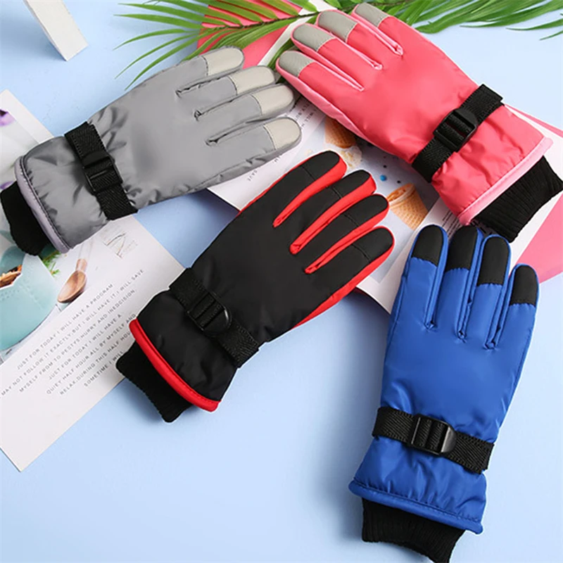 

Velvet Gloves Winter Snowboard Ski Gloves Kid Full Finger Touch Screen Waterproof Cycling Gloves Windproof Ski Equipment Gloves