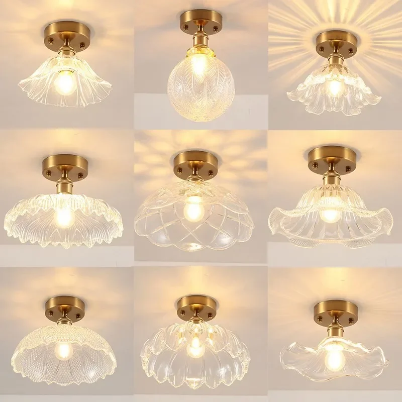 japanese-brass-glass-ceiling-light-retro-aisle-porch-homestay-corridor