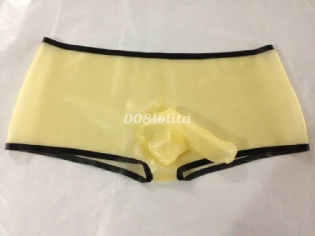 

100% Latex Rubber Gummi Bodysuit Catsuit Ganzanzug Transparent shorts Fashionable pants