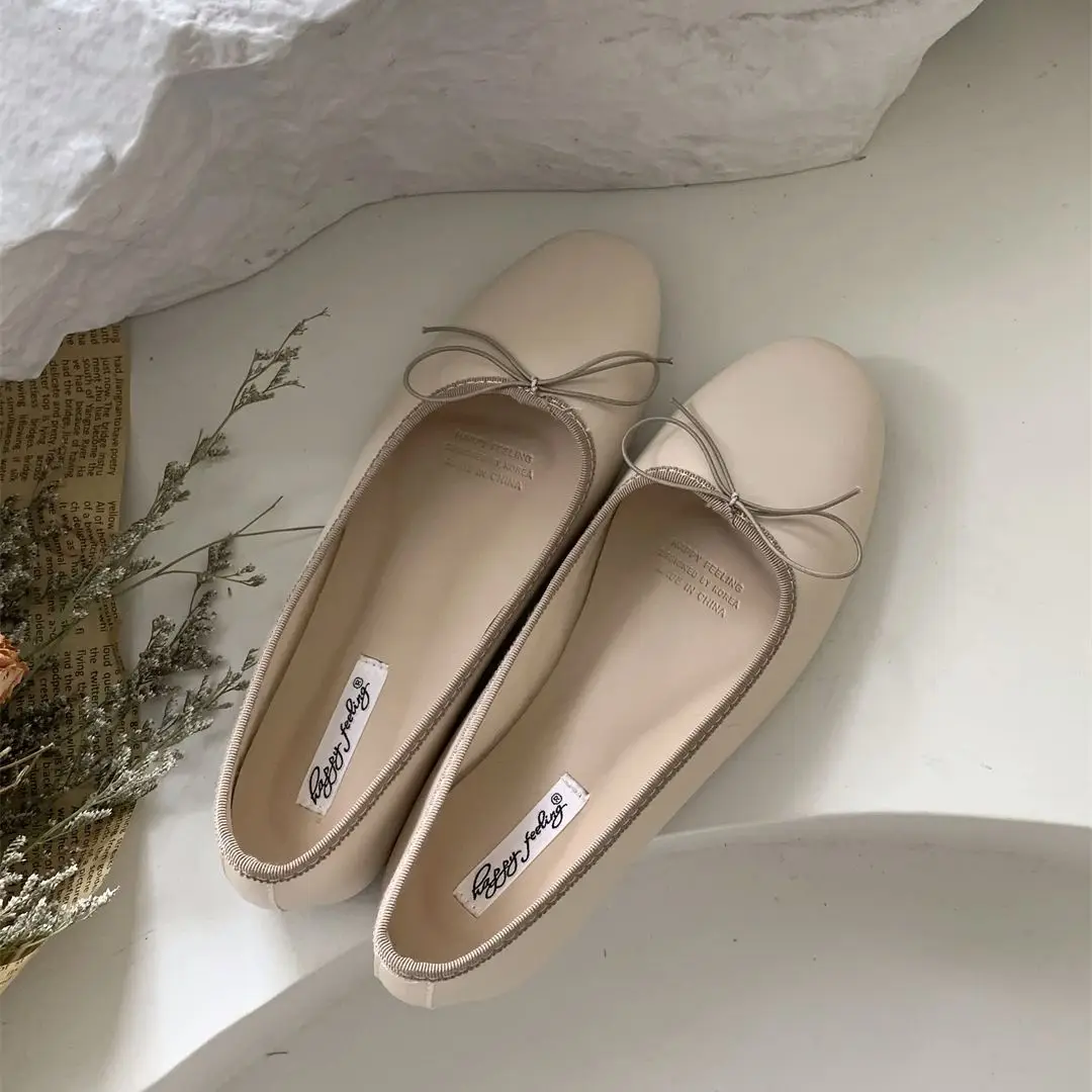 Bailamos Round Toe Women Flats Ballet Loafers Flat Low Heels Dress Shoes Slip On Casual Moccasins Shallow Dress Mules Shoes Muje 5
