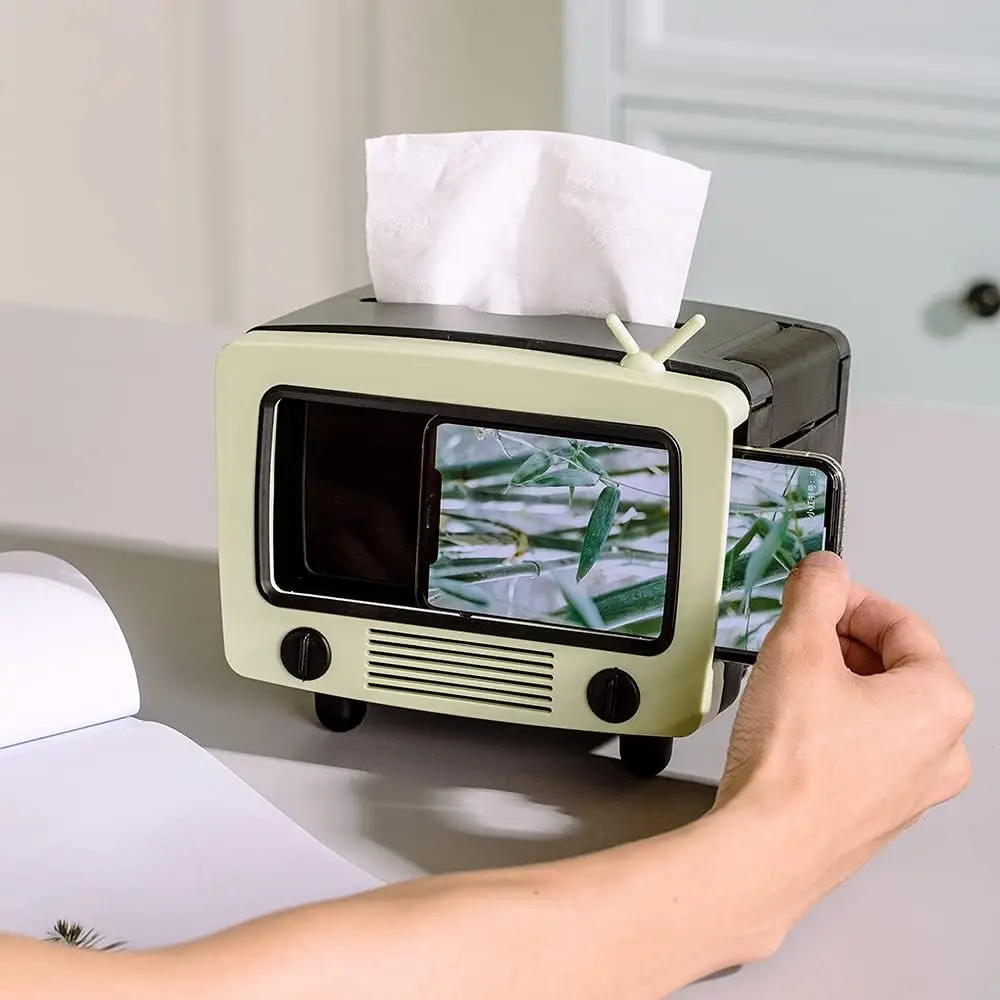 Multifunctional Tissue Box Holder For Home Living Room With Mobile Phone Slot Holder 4