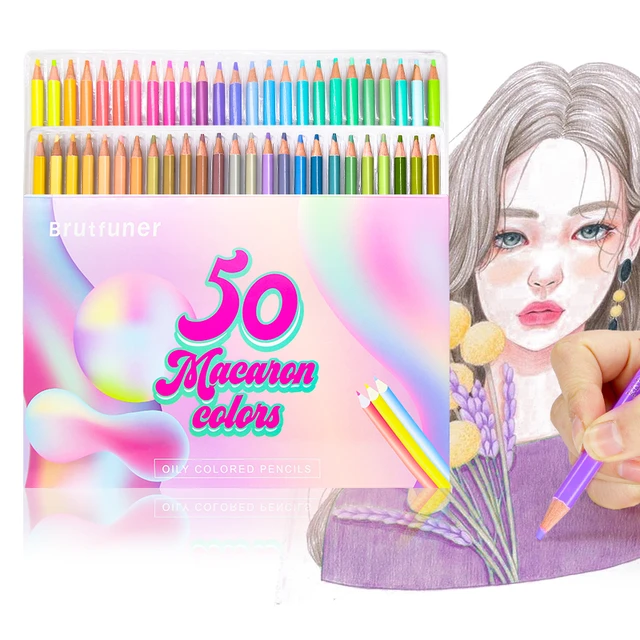 Aibelle Brutfuner Macaron 50 matite colorate colori professionali matite da  disegno pastello Set di matite colorate