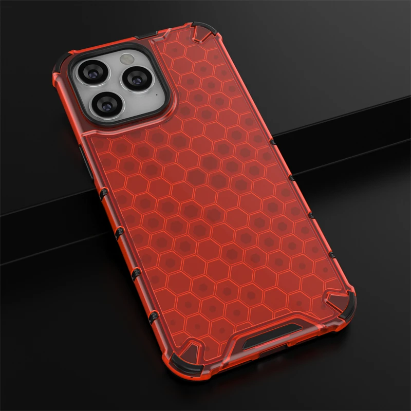 Honeycomb Clear Stødsikkert Etui Til Hybrid TPU Transparent Armor Cover iPhone 7 8 Plus 11 12 13 14 15 Pro Max_voghion.com