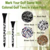 Golf Tees Wood 3 1/4 2 3/4 Inch Bamboo Tee Value 50 Pcs,Durable Colored Wooden Tee 70mm 83mm Used for Practice Mat Driving Range 5