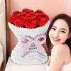 Romantic Valentine's Day Gift Red Rose Bouquet Small Particles Building Block Puzzle Boy Girl Series 1