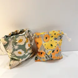 Cute Flower Small Coin Purse Key Earphone Drawstring Storage Bag Women Girl Jewelry Lipstick Cosmetic Tote Rope Pouch String Bag