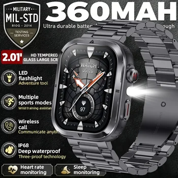 2026 Military T-Rex 3 Smart Watch Fitness Clock Men 360*360 AMOLED Screen 360mAh Battery LedFlashlight wireless call Smartwatchs 1
