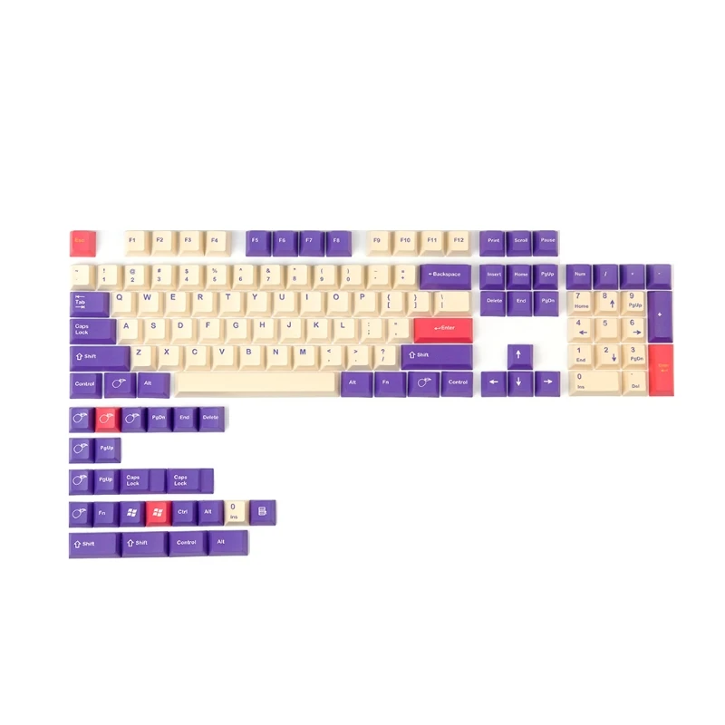 

128-клавишные колпачки Plum Dye Subb для Cherry MX полный набор механической клавиатуры
