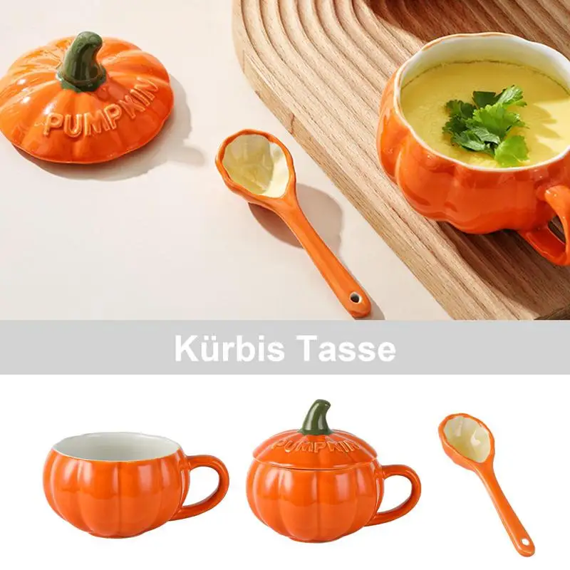 Halloween Pumpkin Cartoon Coffee Mug Pumpkin Cup Cartoon Cup Breakfast Dessert Drinkware Ceramic Mugs
