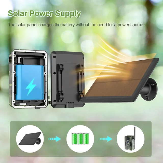 LS VISION 2K 4G Solar Trail Camera 12MP PIR Motion Detection Bulirt in GPS 15M IR NIght Vision IP66 Waterproof Wildlife Cameras 6