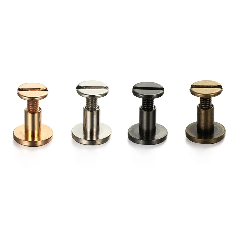 Copper Rivets 10Sets 5/6.5/8mm Copper Binding Chicago Screws Nail Stud Rivets For Album Leather Craft Studs Belt Wallet Fasteners Flat Cap