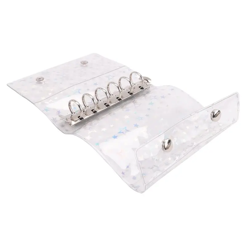 예산 바인더 커버 투명 PVC 바인더 글리터 스타 리필 가능 노트북 쉘 프로텍터(스냅 2개 포함)