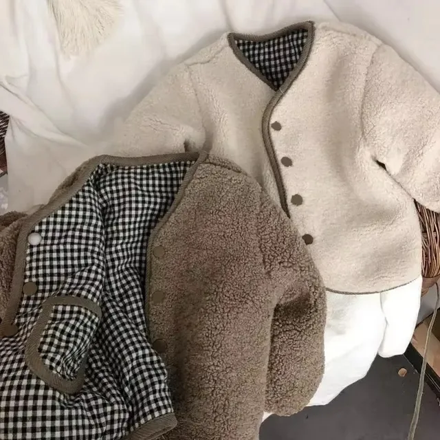 Reversible Plaid Plush Kids Jacket 4