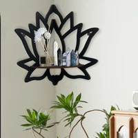 Wooden Lotus Hollow Decorative Rack Aromatherapy Organiser Essential Oil Candle Holder Wall Mounted Shelf Corner Shelf 2
