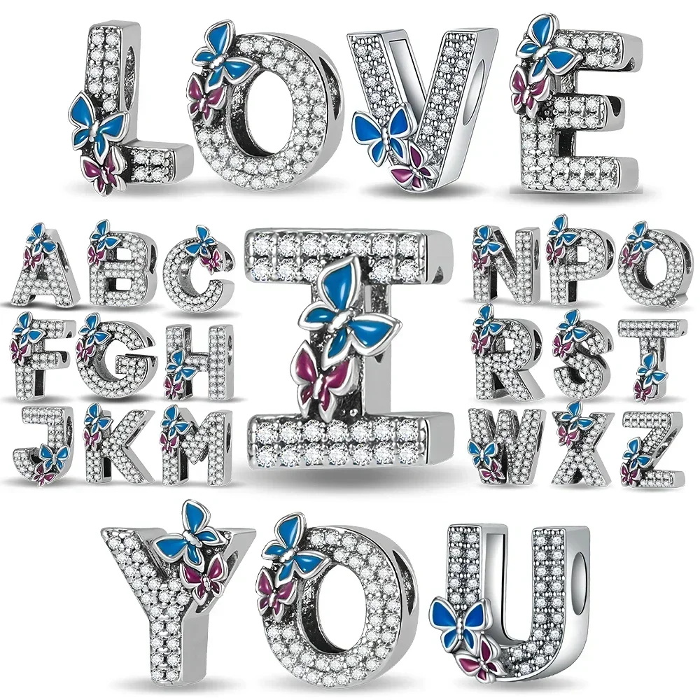 

Hot selling 925 Sterling Silver Classic Shiny 26 Letter A-Z Pendant fit Original Pandora Bracelet DIY Birthday Surprise Gifts